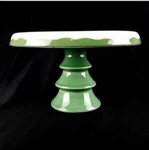 CAKE STAND CHRISTMAS TREE EARTHENWARE HOLIDAY GREEN DECORATE FUN NEW